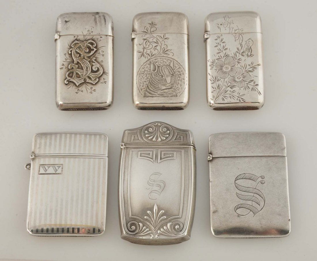 Lot Of 6: Assorted Sterlin Silver Match Safes. (1 of 2)