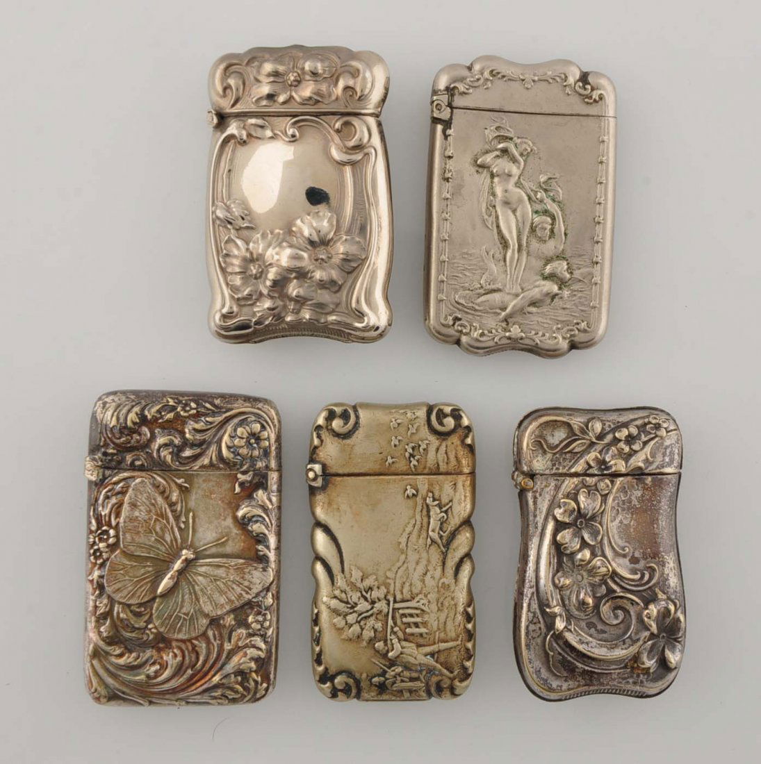 Lot Of 5: Vintage German Silver Match Safes. (1 of 1)