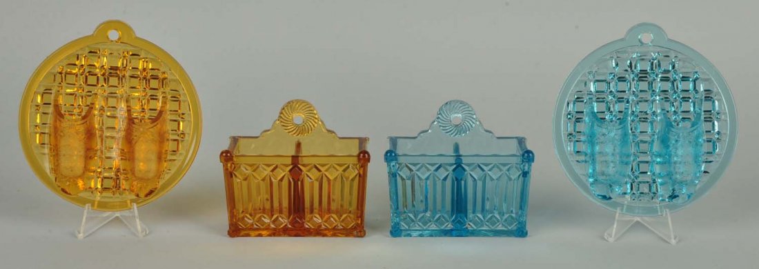Lot of 4: Vintage Glass Wall Match Holders. (1 of 1)