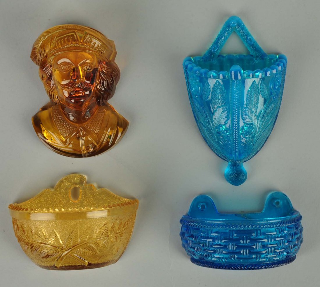 Lot of 4: Vintage Glass Wall Match Holders. (1 of 1)