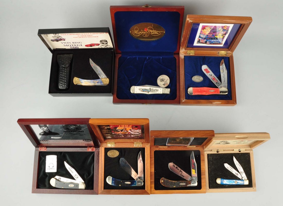 Lot of 7: Case & Sons Knives in Wooden Cases. (1 of 1)