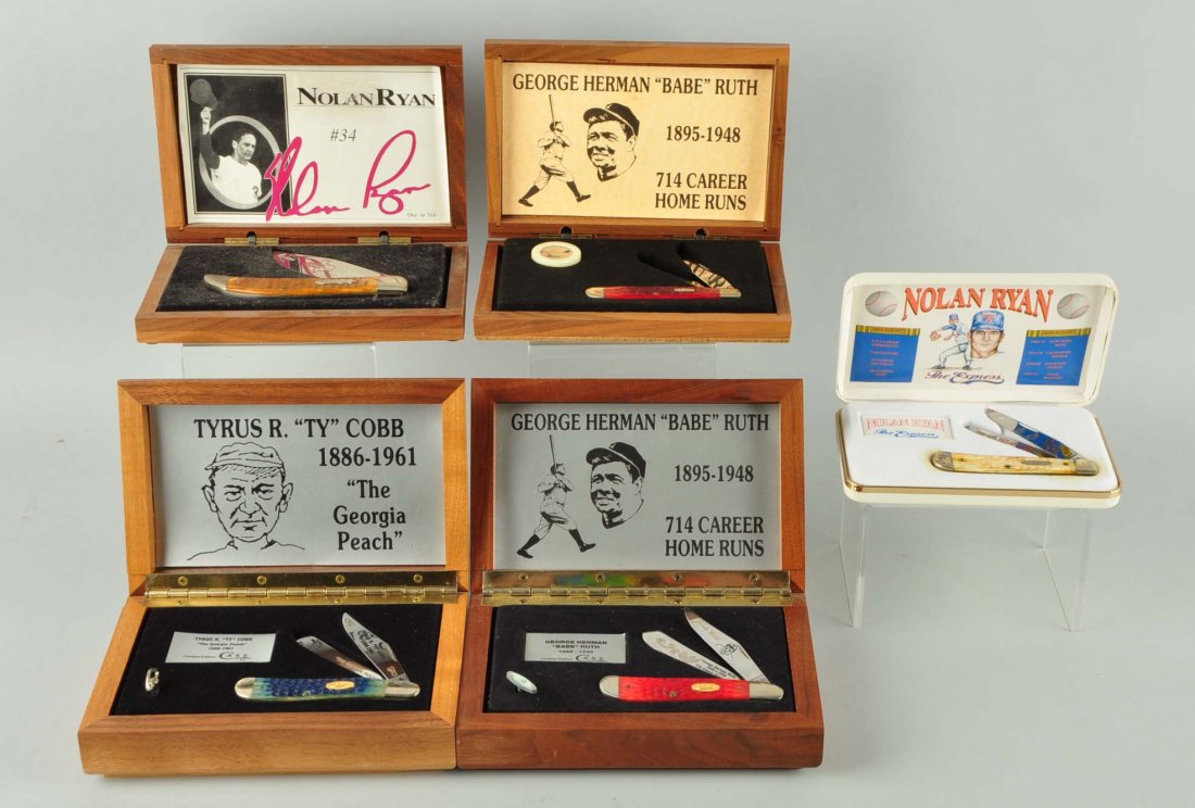 Lot Of 5: Baseball Commemorative Folding Knives. (1 of 2)