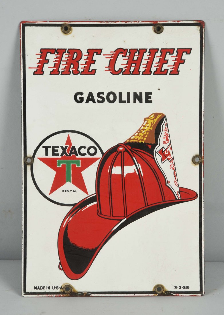 Texaco (white-T) Fire Chief (small) Sign. (1 of 1)