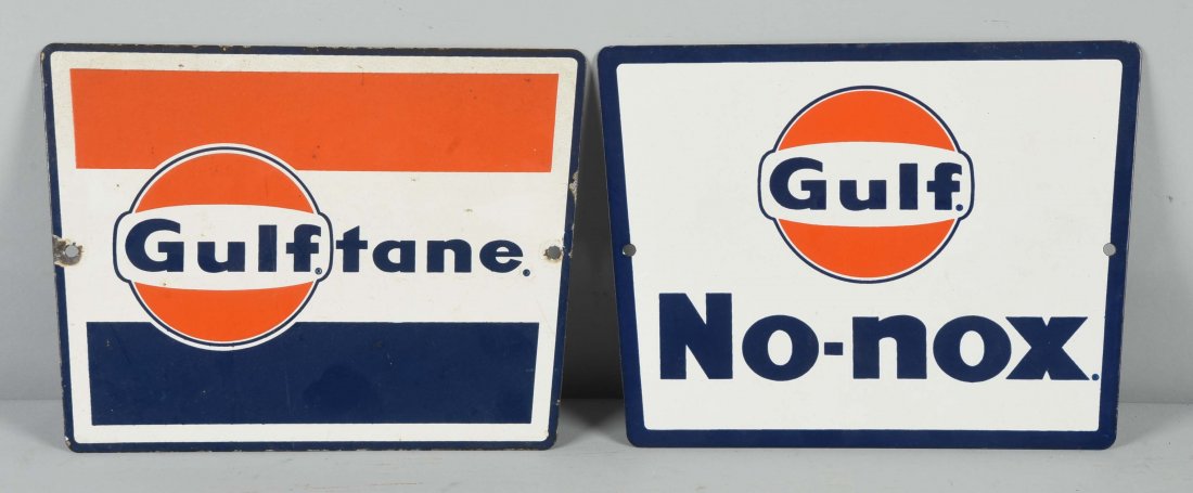 Lot of 2: Gulftane & Gulf No-Nox Porcelain Signs. (1 of 1)