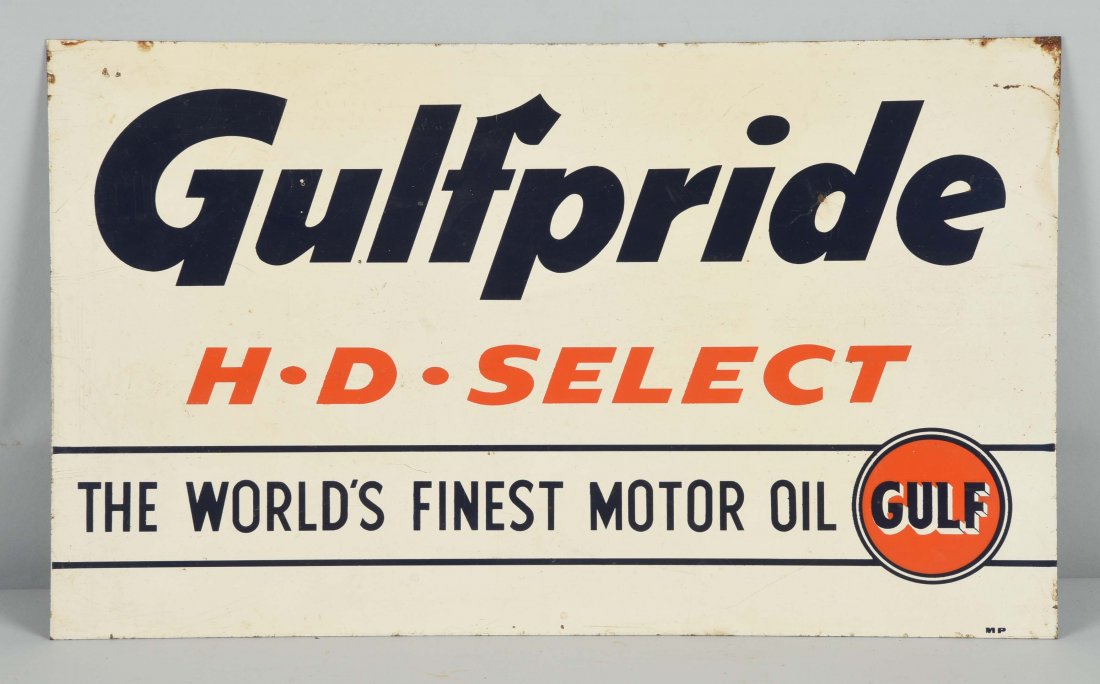 Gulf H-D Select Motor Oil Tin Sign. (1 of 2)