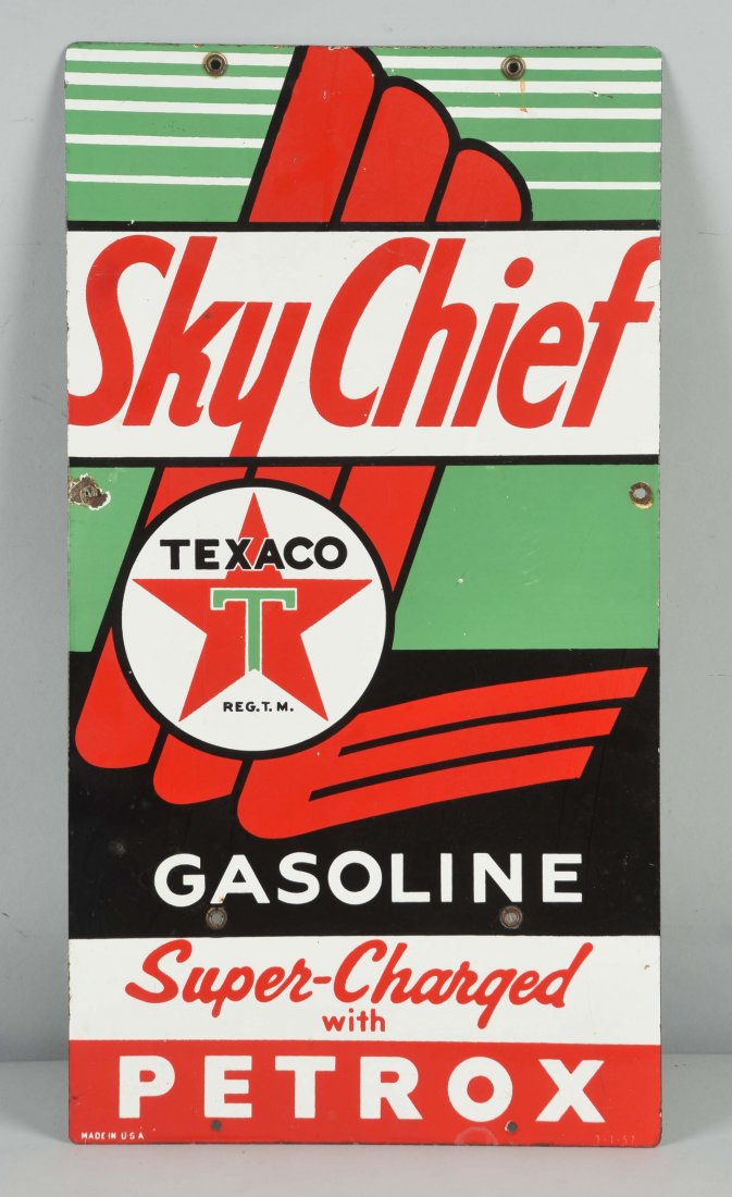 Texaco (white-T) Extra Large Sky Chief Sign. (1 of 1)