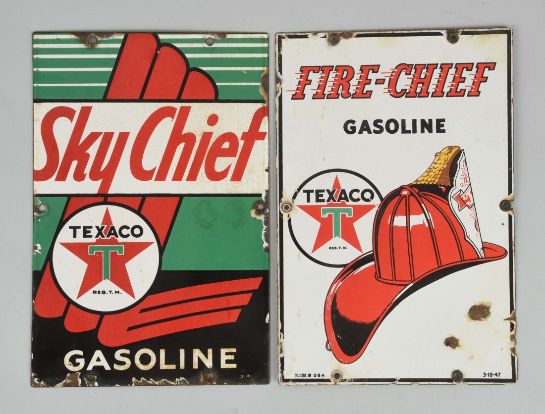 Lot of 2: Texaco Sky Chief & Fire Chief Signs. (1 of 1)
