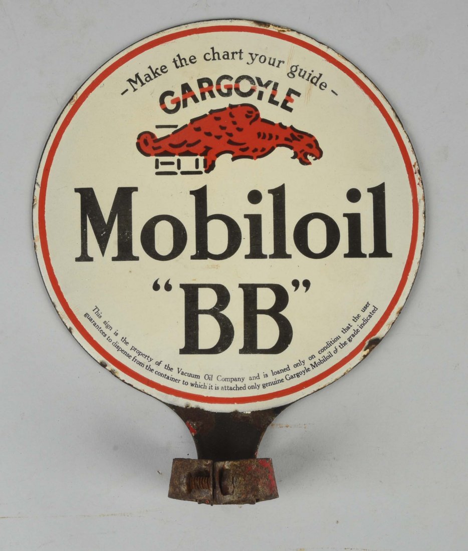 Mobiloil "BB" w/ Gargoyle Porcelain Paddle Sign. (1 of 2)