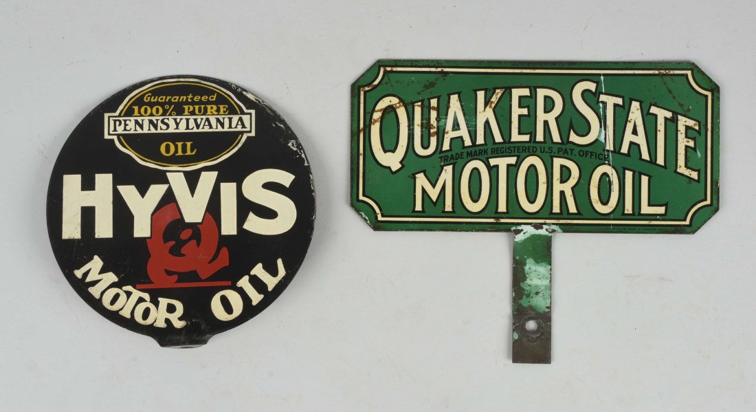 Lot of 2: Quaker State & HyVis Diecut Paddle Signs (1 of 1)