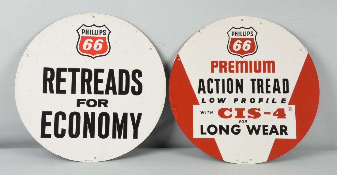 Lot of 2:  Phillips 66 Tire Tin Insert Signs. (1 of 1)