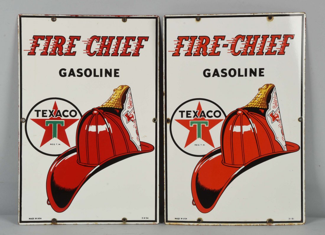 Lot of 2:  Texaco (white T) Fire Chief Signs. (1 of 1)