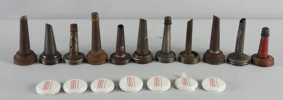 Lot of 10: Generic Metal Oil Bottle Spouts. (1 of 1)