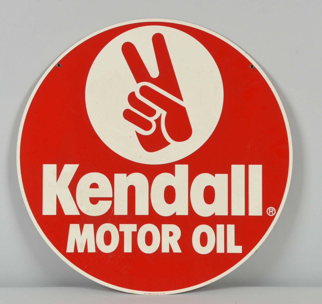 Kendall Motor Oil w/ Newer Logo Tin Sign.: DST sign. Good color and shine with light wear.