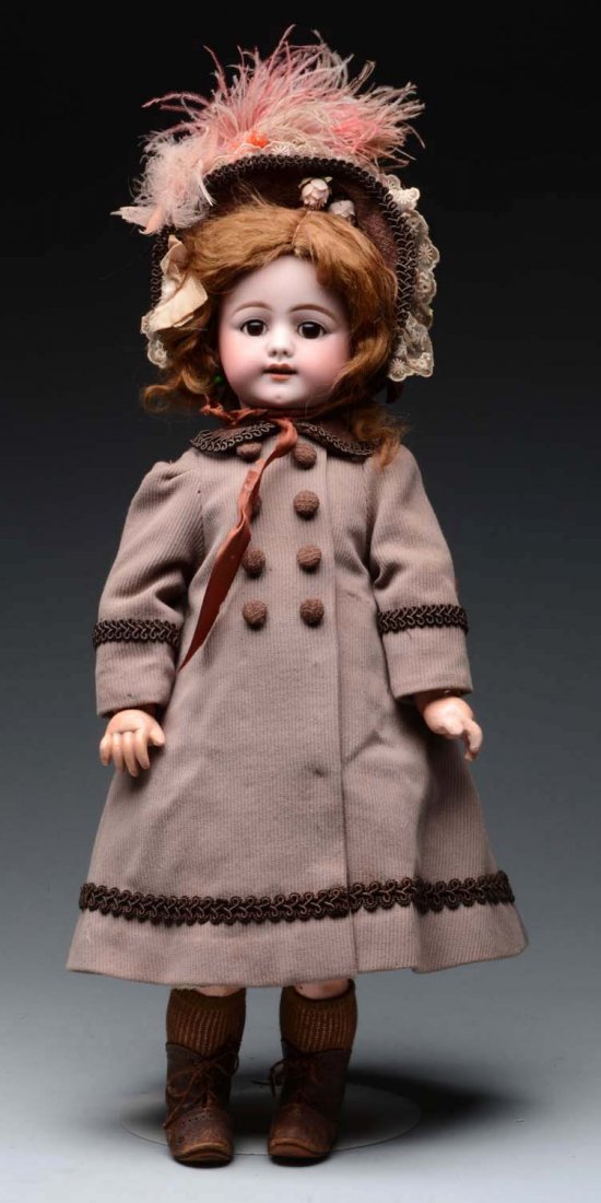 S & H 719 Bébé Doll.: Perfect German bisque socket head by Simon & Halbig incised "SH 719 12 Dep" with long multistroked eyebrows, sleeping eyes with painted upper and lower lashes, open mouth with upper teeth, pierced ear