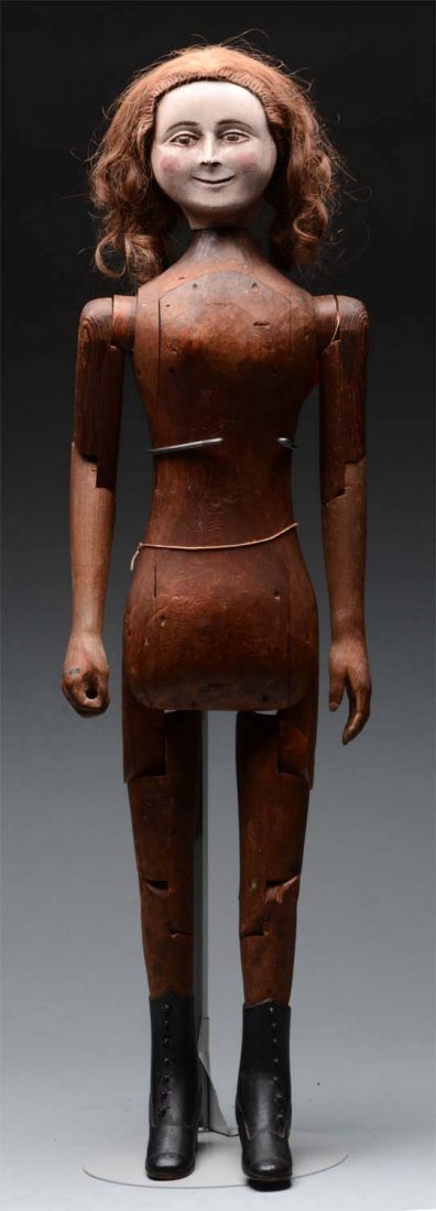 32" Wooden "Smuggling" Doll.: According to Vera, she purchased this doll in 1949 or 1950 from an auction house in Switzerland. Very little is know about this doll as to manufacturer, exact date or country of origin. A similar exam
