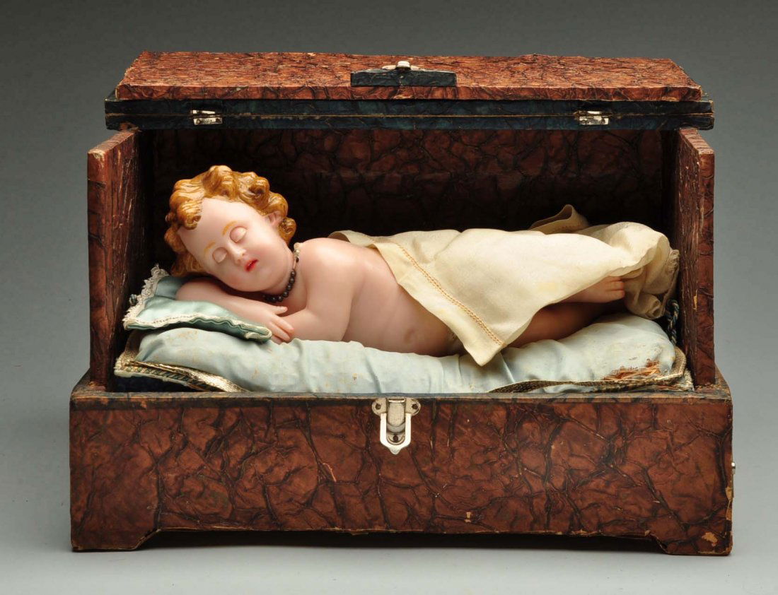 Antique Music Box with Wax Baby. (1 of 6)