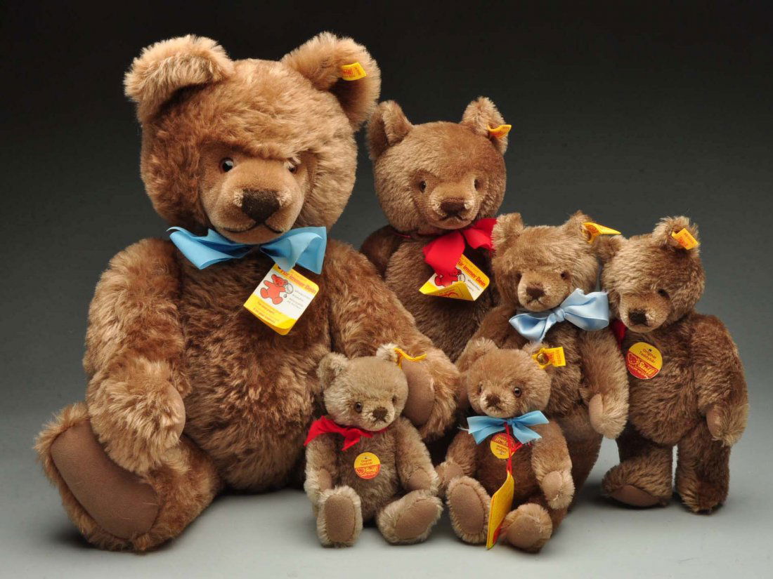 Lot of 6: Steiff Mohair Original Teddy Bears w/ID. (1 of 9)