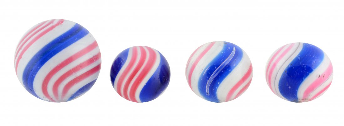 Lot Of 4: Peppermint Swirl Marbles. (1 of 1)