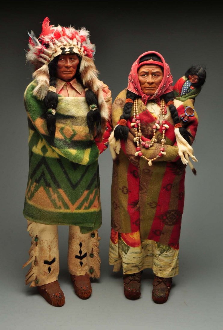 Lot Of 2 Large Native American Skookum Dolls.
