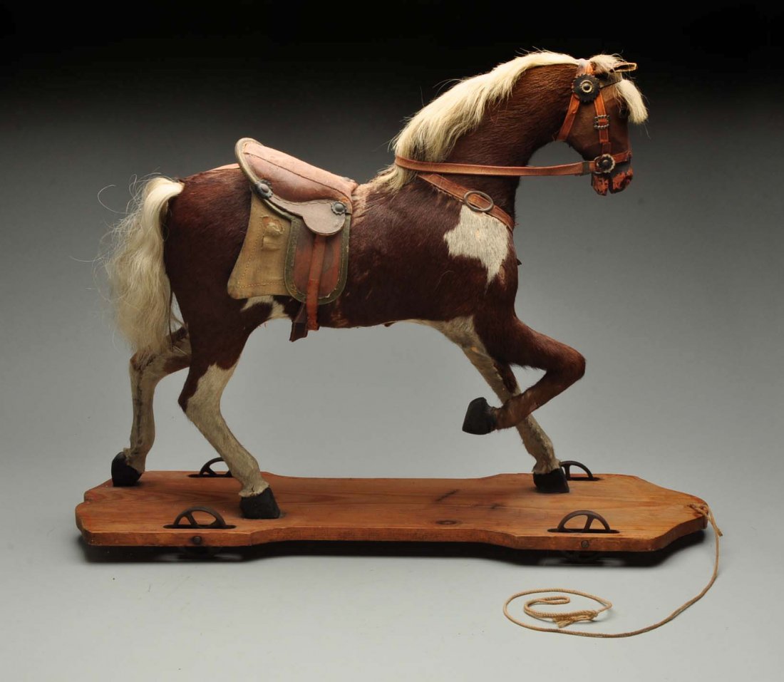 Vintage Straw Filled Horse Pull Toy. (1 of 4)