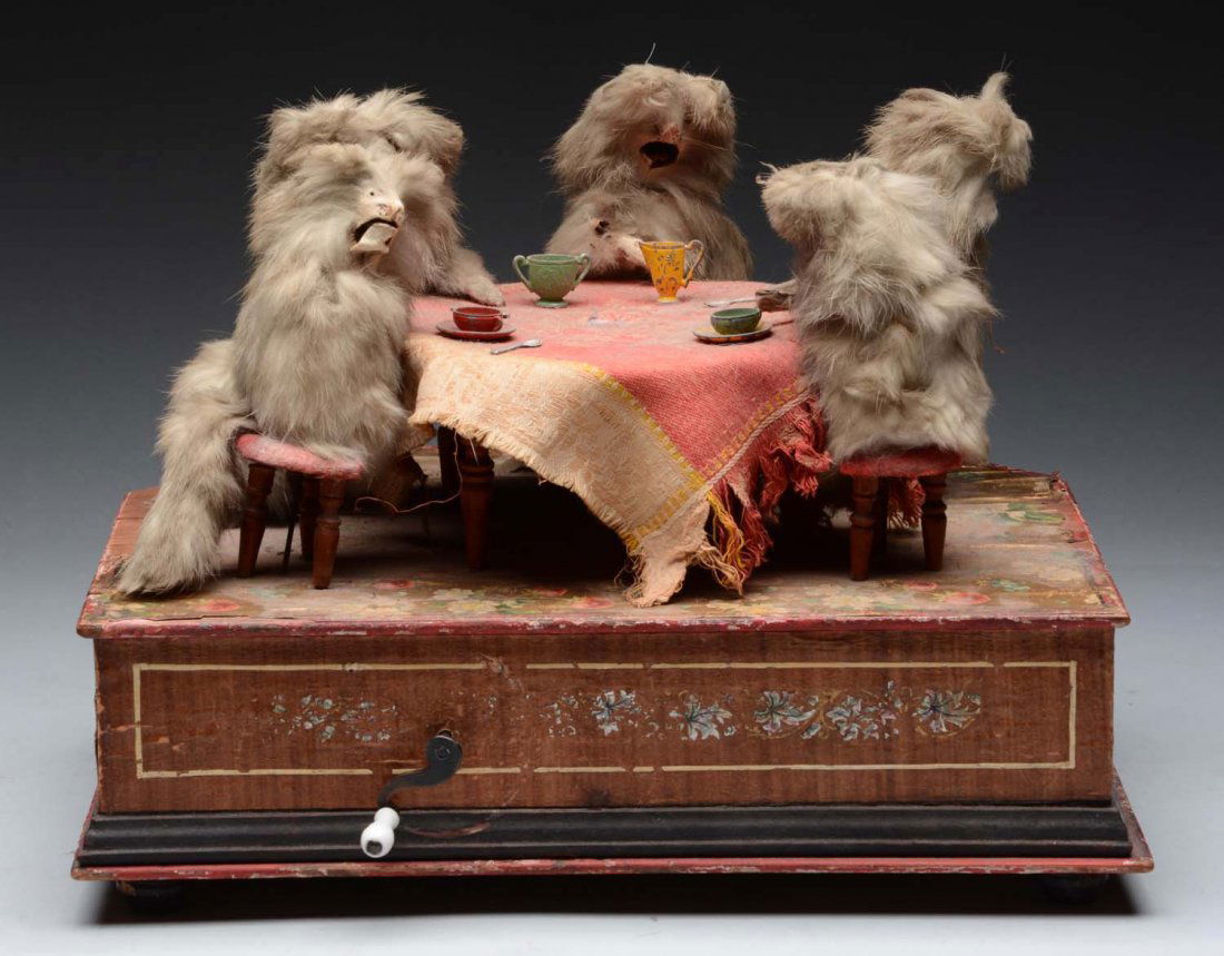 German Hand Crank Cat Tea Party. (1 of 5)