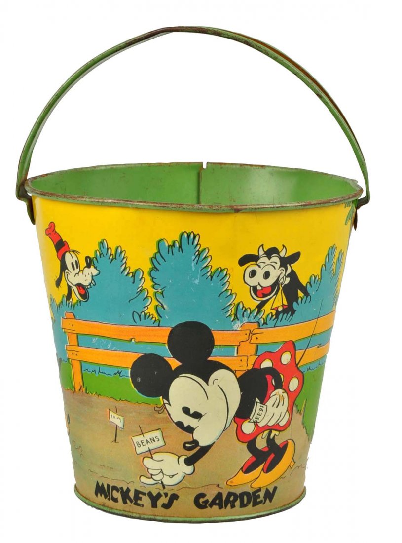 Disney Tin Litho Mickey & Minnie Mouse Sand Pail. (1 of 4)
