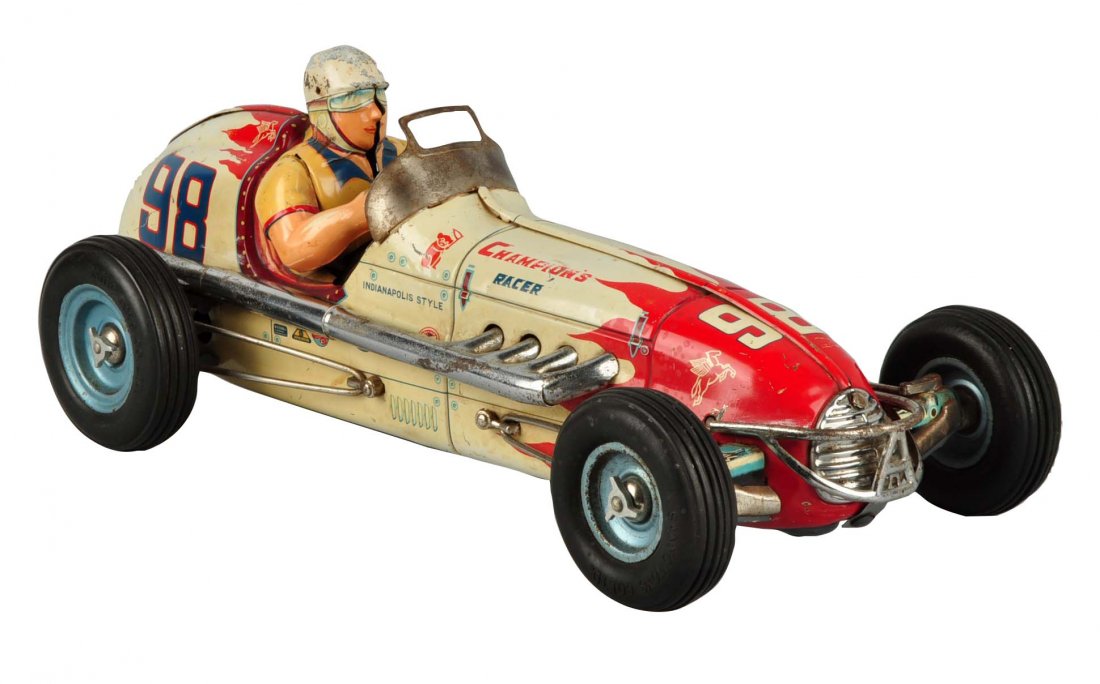 Japanese Tin Litho Friction Champion Race Car. (1 of 5)