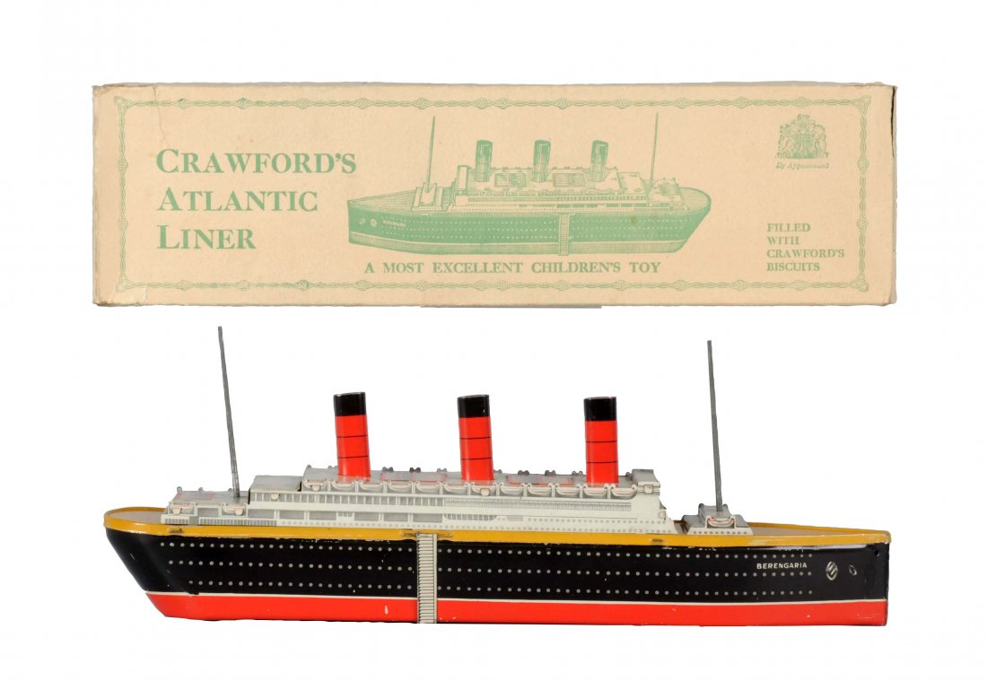 English Pre War Crawford's Berengaria Biscuit Tin. (1 of 3)