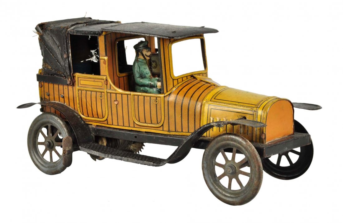 German Tin Litho Wind Up Fisher Taxi Cab. (1 of 5)