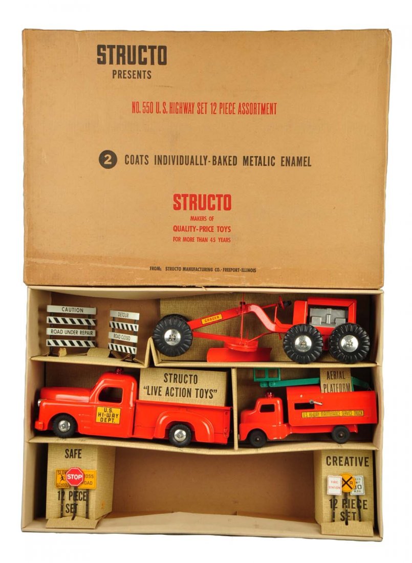 Rare Pressed Steel Structo No. 550 Highway Set. (1 of 2)