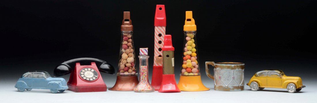 Lot Of 9: Assorted Glass Candy Containers. (1 of 1)