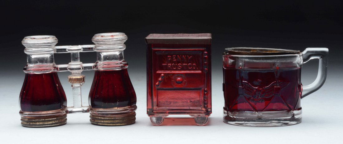 Lot Of 3: Ruby Flashed Candy Containers. (1 of 1)