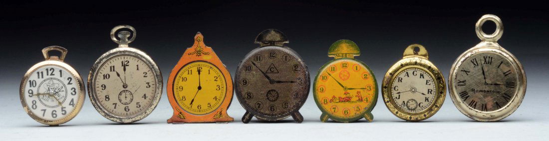 Lot of 7: Tin Pocket Watches & Penny Toys Candy (1 of 1)