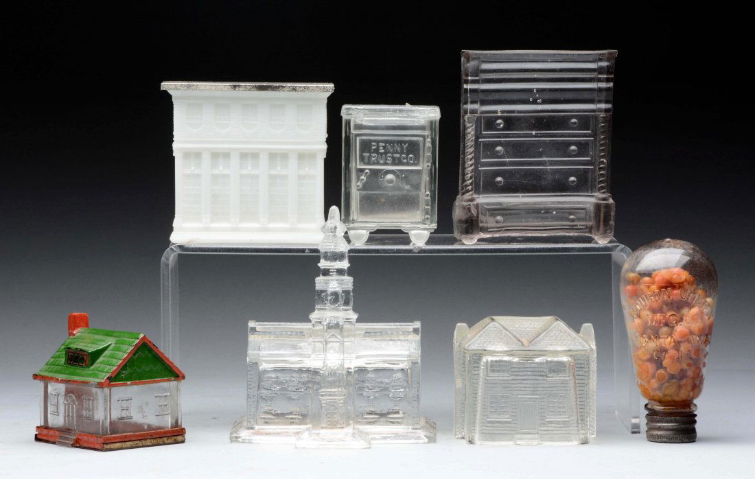 Lot Of 7: Assorted Glass Candy Containers. (1 of 1)