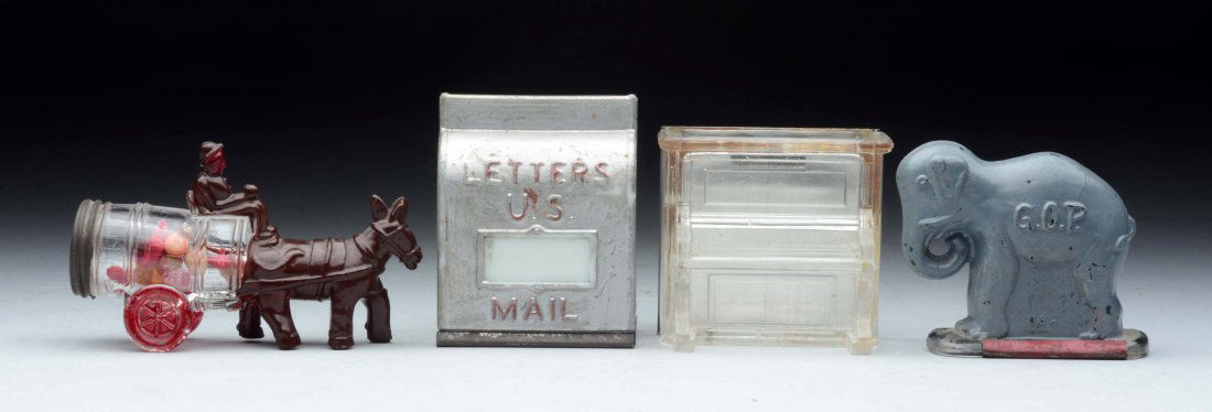 Lot of 4: Assorted Glass Candy Containers. (1 of 1)