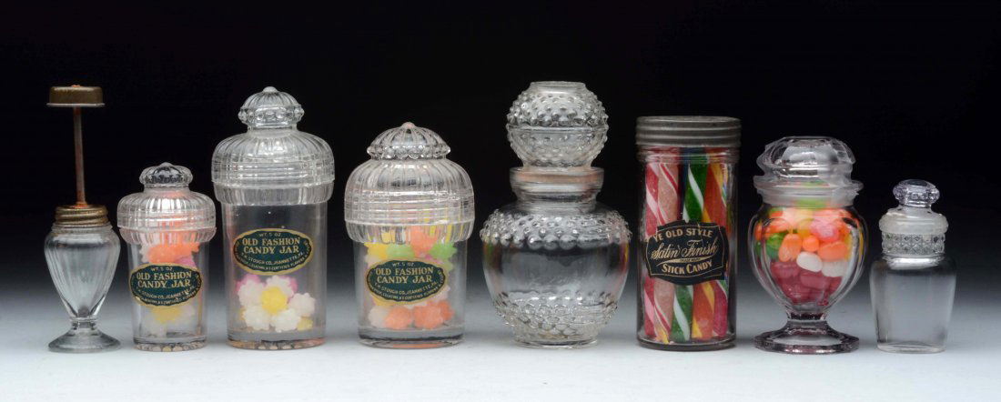 Lot Of 8: Assorted Glass Candy Containers. (1 of 1)
