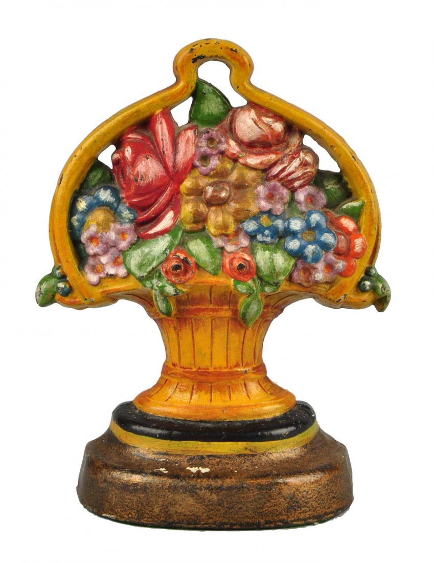 Cast Iron Mixed Flowers in Splint Basket Doorstop. (1 of 3)