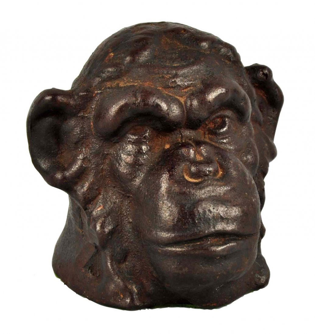 Cast Iron Monkeyâ€™s Head Doorstop. (1 of 3)