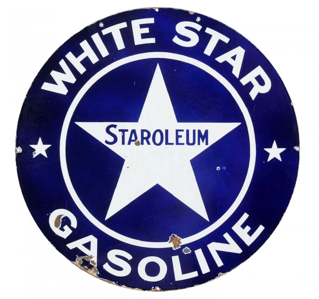 White Star Gasoline Staroleum Porcelain Sign. (1 of 2)