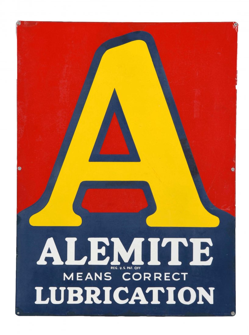 Alemite Lubricants Porcelain Sign. (1 of 1)