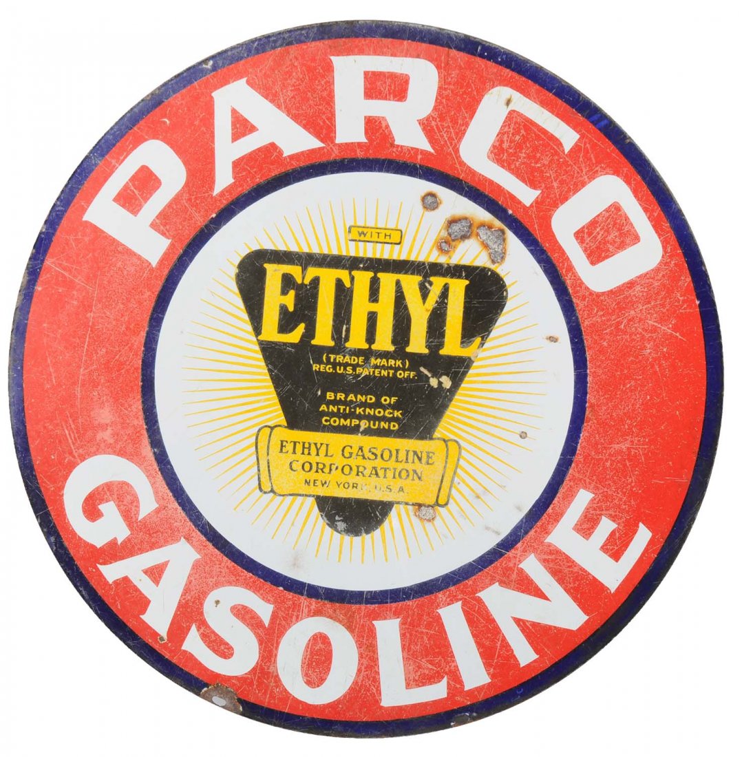 Parco Gasoline with Ethyl Logo Porcelain Sign. (1 of 2)