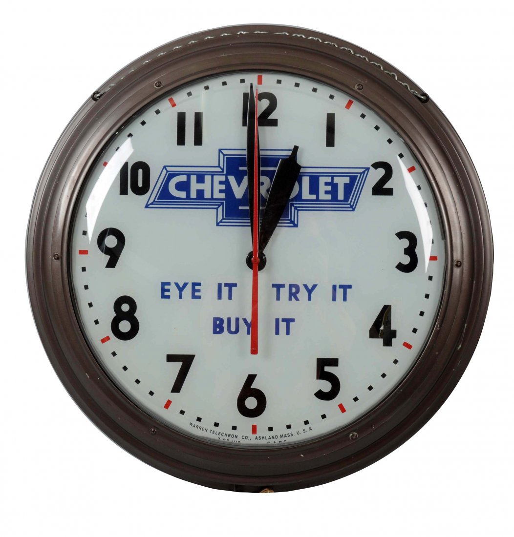 Rare Chevrolet "Eye It-Try It-Buy It" Clock. (1 of 1)