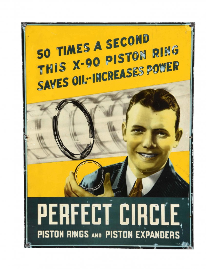 Perfect Circle Piston Ring Tin Embossed Sign. (1 of 1)