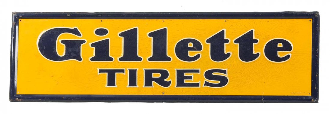 Gillette Tires Embossed Tin Sign. (1 of 1)