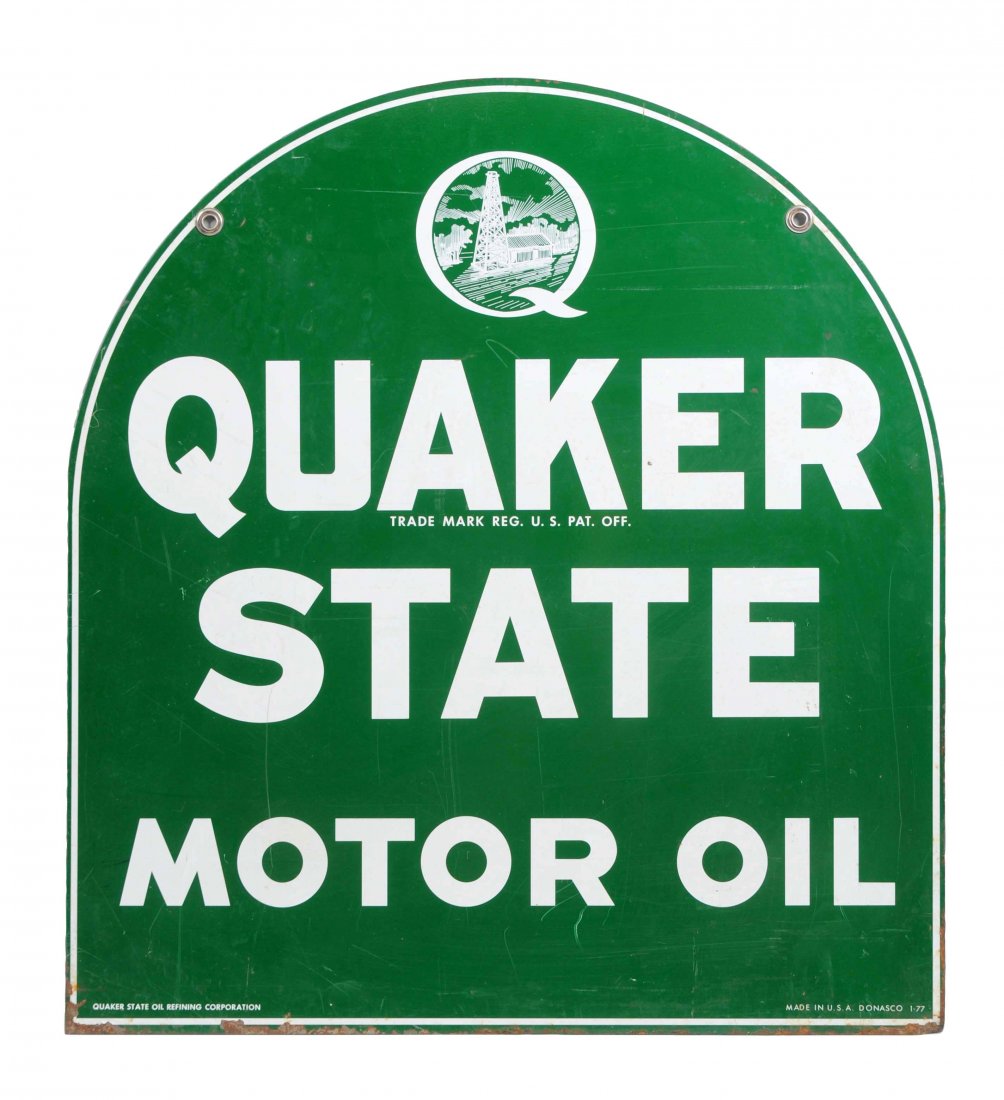 Quaker State Motor Oil Tin Sign. (1 of 2)