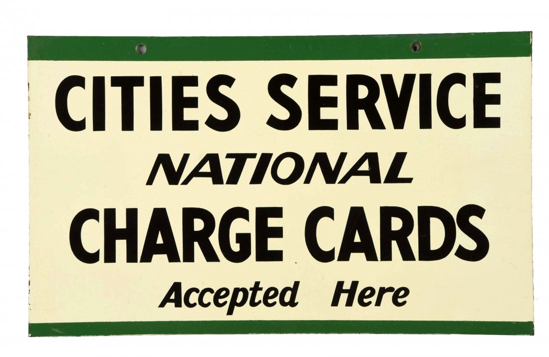 Cities Service Charge Cards Tin Sign. (1 of 2)