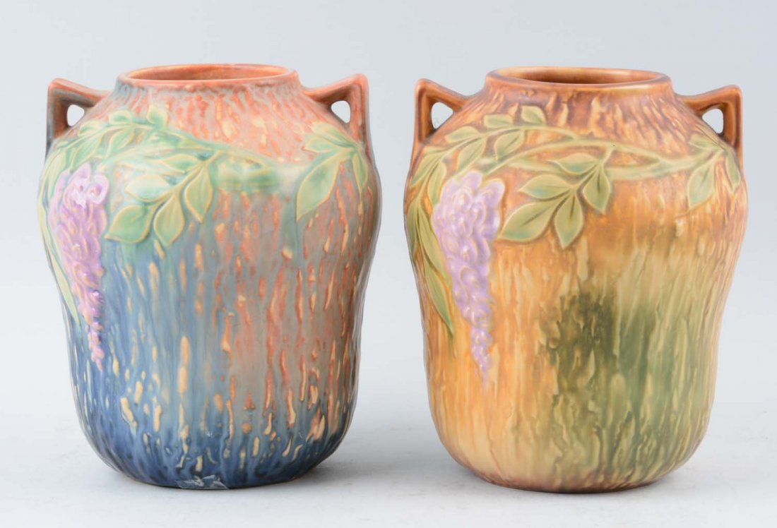 Lot Of 2: Roseville Wisteria Vases (1 of 3)
