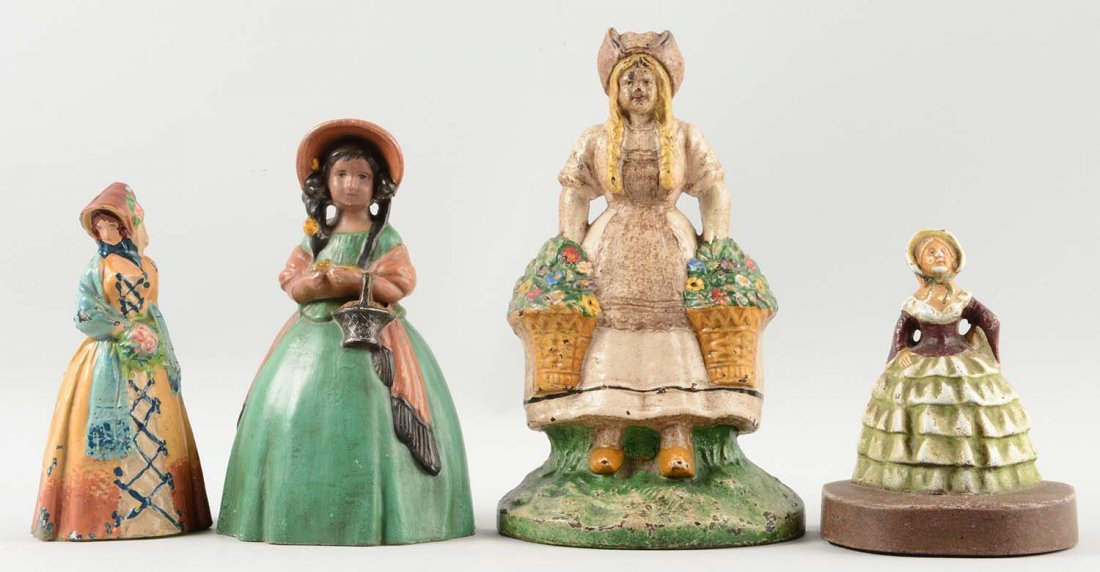Lot Of 4: Cast Iron Assorted Lady Doorstops. (1 of 1)