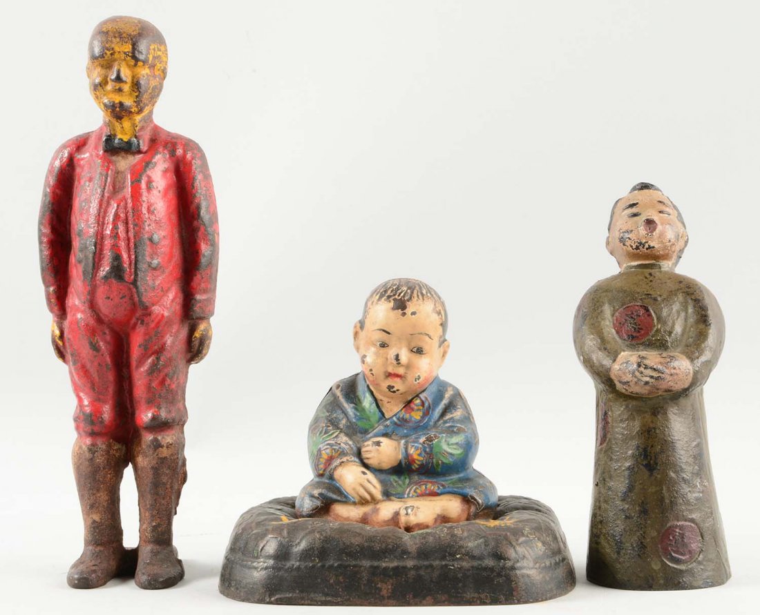 Lot of 3: Cast Iron Assorted Figural Doorstops. (1 of 1)