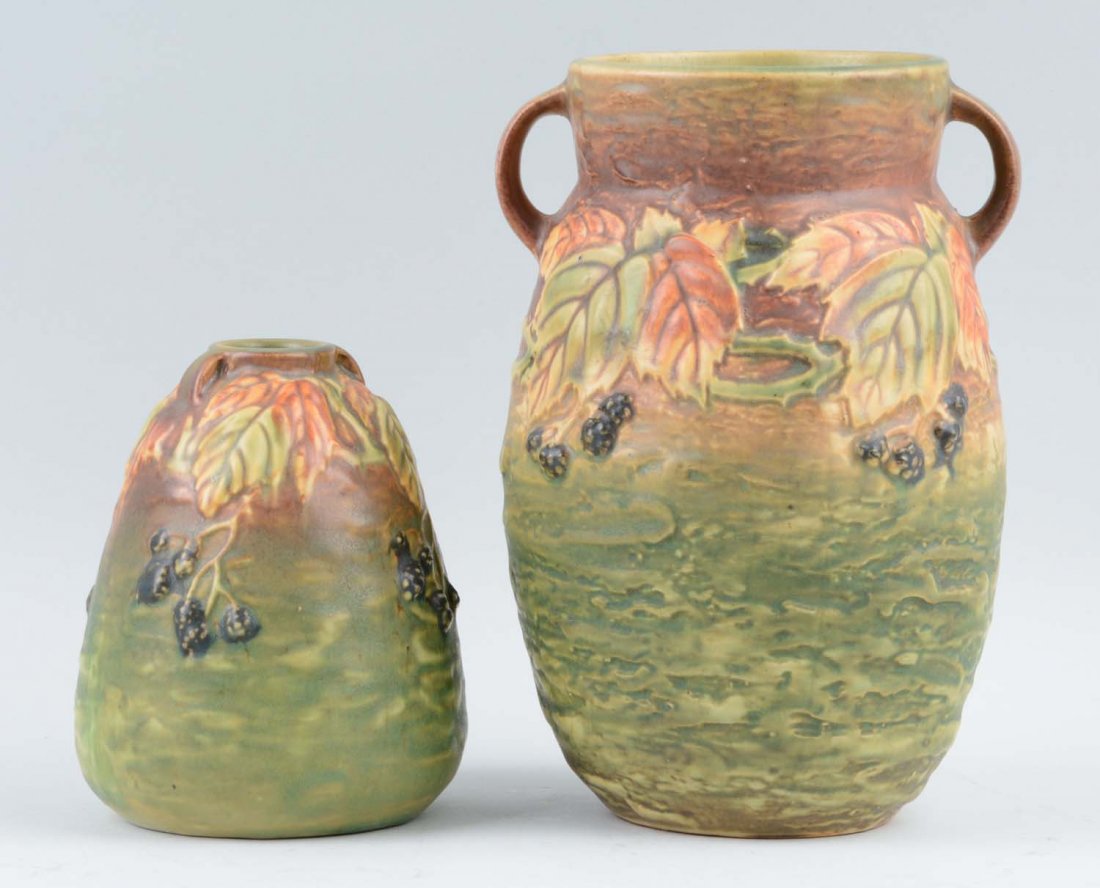 Lot Of 2: Roseville Blackberry Vases (1 of 3)